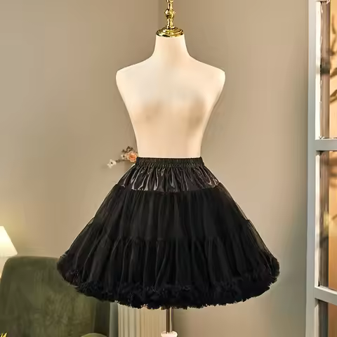 Women's Petticoat Tutu Skirt Crinoline Underskirt 2 Tiers Fluffy Pettidress Ladies Puffy Tutu Party 
