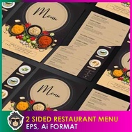 2 Sided Restaurant Menu Designer Template