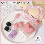 Charger Protector Cover for Apple Charger 18/20W Cute 3D Heart Shape Silicone Case Cable Winder for 