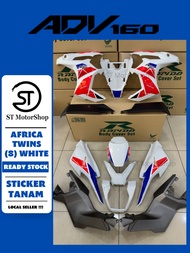 HONDA Adv Adv160 Africa Twins (8) White RAPIDO Coverset Body Cover Sticker Tanam Stripe Tanam