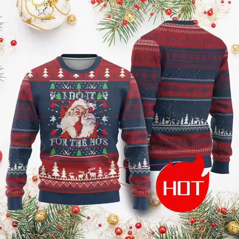 Funny Santa Claus Ugly Christmas Sweater We Can Leave The Christmas Lights Up 'Til January Merry Xma