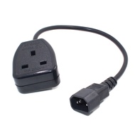 IEC320 C14 Male to UK BS1363 Female Socket Extension Adapter Lead Cord 60cm/120cm