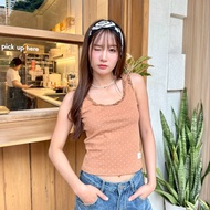 JARINYA เสื้อกล้ามลายจุด ขอบหยัก ปัก Jarinya