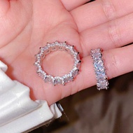 Annual Meeting 360 Beauty Ring Plated 18K White Gold 0.6ct Zircon Row Ring Snowflake Row Diamond Rin