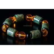 MATA Genuine 9-Eye Dzi Bracelet – Lucky Fortune and Protection Bracelet