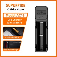 SUPERFIRE AC16 USB Flashlight Torch Tools Battery For 18650/26650/18490/16340/14500/10440