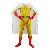 One Punch Man Cosplay Costumes For Man Kid Saitama Anime Cosplay Bodysuit Superhero Halloween Jumpsuits Outfits with Cloak/Cape