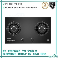 [OKLIFE. SG]EF EFH 7620 TN VGB 2 Burner Tempered Glass Cooker Hob Gas Stove 73cm