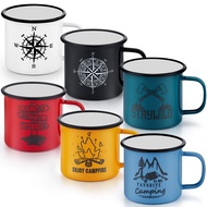 P&P CHEF Enamel Camping Mugs Set 16 Ounce (Pack of 6), Coffee Camp Enamel Tea Cups for Indoor and Ou