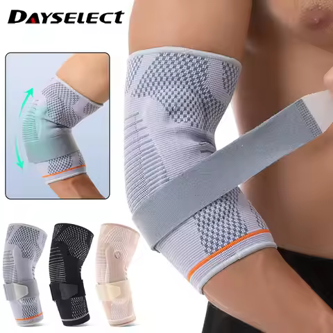 1Pcs Elbow Pads Silicone Compression Elbow Protection Sports Injuries 3D Knit Adjustable Elbow Suppo