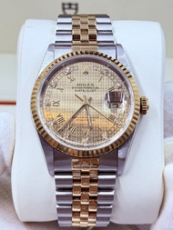 ROLEX勞力士16233，18K金鋼，特殊千鳥面，自動3135機芯，淨錶，36mm，狀態極好，歡迎門市交收，旺角上海街433號長盛錶行