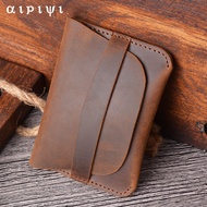 Simple Crazy Horse Leather Creative Retro Casual Cowhide Card Holder Card Clamp One Piece Dropshipping Leather Wallet Storage Wholesale EYUE