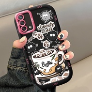 Case For OPPO A74 A95 F19 F19s Reno 6 Lite Summer Coffee Phone Silicone Shockproof