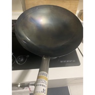 【13" - 17"】Deep Shape Steel Caldron Wok Kuali Besi Kuali Tomyam With Wood Handle Metal Wok Kuali Gor