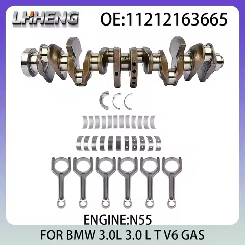 Engine Crankshaft w/ 6pcs Con Rods & Bearings Set for BMW 1 2 3 5 6 640i 7 X3 X4 X5 X6 3.0L 3.0 L T 