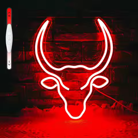 Bull Skull Neon Sign,Bull Cow Skull Head Led Neon Signs for Wall Decor, Man Cave Bar Pub Beer Gift B