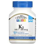 21st Century, K2, MK-7, 100 mcg, 110 Vegetarian Capsules, EXP 04/ 2028