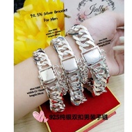 👉925 silver bangle for men  *Gelang tangan Lipan Dunhil Perak sesuai untuk lelaki@925纯银双扣男装手链gelang tangan lelaki