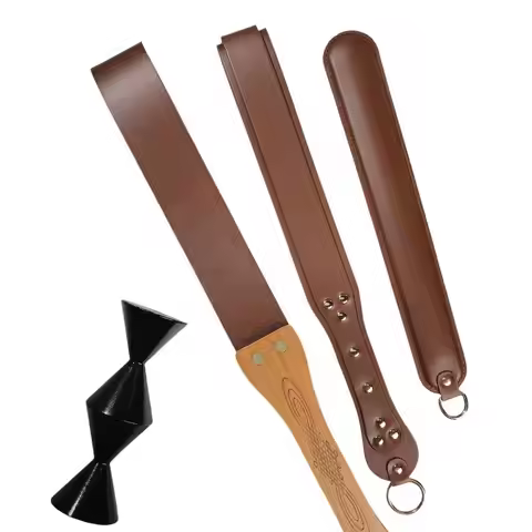 Flogger Horse Training Crop Whip Stage Performance Prop Premium Brown PU Leather Paddle Horse Whip