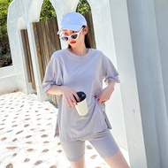 [HARPER] Two-Piece Side Slit Top+Elastic Waist Breeches Suit | [DSB41732F]