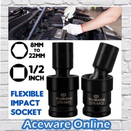 1/2 INCH FLEXIBLE IMPACT BOX HEX SOCKET IMPACT WRENCH ADAPTER 8MM TO 22MM HEX SOCKET SIZE AUTOMOTIVE
