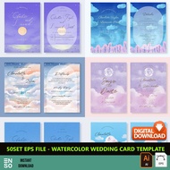 50Set EPS Files - Watercolor Wedding Card Template | Kad Kahwin Template | Editable Adobe Illustrato