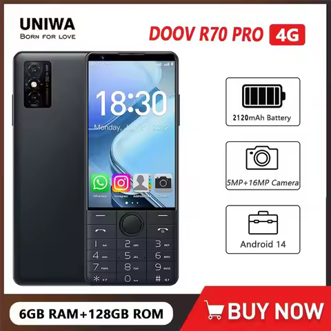 DOOV R70 Pro 4G Touch Screen Keypad Mobile Phone with 16MP Camera 4.0Inch 6GB+128GB 2120mAh Smartpho