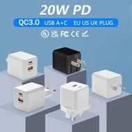 PD 20W USB A Type C Charger Quick Charge QC 3.0 Fast Phone Wall Adapter For iPhone 12 13 14 Pro iPad Huawei Xiaomi Samsung