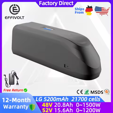 LG Ebike Battery 21700 Hailong 48V 20.8Ah 52V 15.6Ah Electric Bike Batteria for 250W 350W 500W 750W 