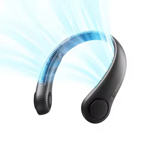 JISULIFE Portable Neck Fan, Hands-Free Bladeless, 5 Speeds, 4000mAh Rechargeable Battery, Twistable 