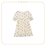 KLOSET Mini Ruffle Dress (AW18-KD003) เดรสชุดเด็กคอแต่งระบาย แขนสั้น ผ้าปักลายดอกไม้