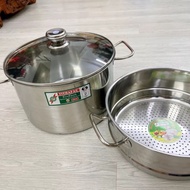 HIGH QUALITY 430 TITHAFAC Stainless Steel 2-LAYER STEAM COOKER. Pot + 2-tier stainless steel steamer