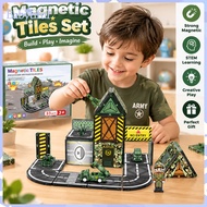 Magnetic Building Tiles Educational Toy Military Theme Simulated Environments Magnetic Tiles for Kid
