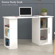 Synergy House Donna Study Desk White with Storage and Shelves | 4feet | Meja Belajar Putih 4 kaki