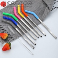 KENTON 2Pcs Stainless Steel Straw, With Silicone Tip 8mm Metal Straw, Bar Accessories Reusable Detachable Smooth Surface Stanley Cup Straw Juice