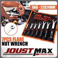 7PCS / SET 6MM to 24MM Combination Flare Nut Wrench Spanar Heavy Duty Ratchet Wrench Tool Metric Oil