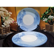 Noritake Bone Blue Scenery Dinner Plates