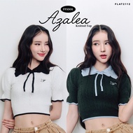 FLAT2112 FF1008 : AZALEA KNITTED TOP Shirt Crop Collar Work Clothes Women's Fashion