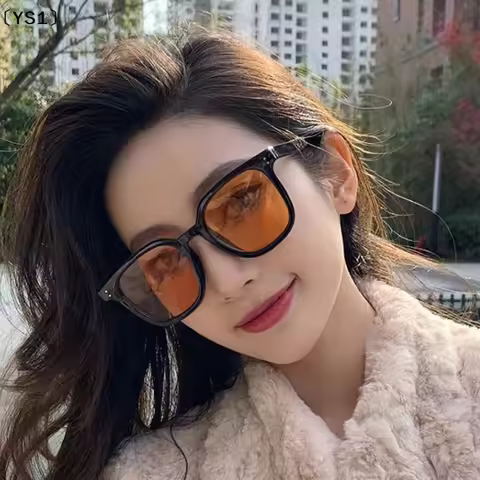 〔YS1〕2023 New Teal Sunglasses Retro Square Frame Sunglasses Female Fashion Hundred Men's Glasses