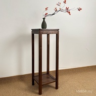 Shelf Solid Wood Flower Stand Flower Table 9W Black Walnut Floor Living Room Double-Layer Bonsai Sta