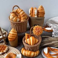 3pcs Set, Realistic Bread Baguette Croissant Series, Waffle Bagel PU Material European Soda Bread Mo