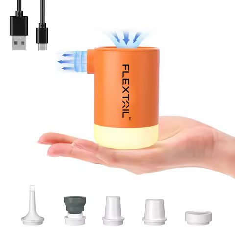 FLEXTAIL Portable Air Pump, Electric Inflator with Camping Light and EPS Function, Ideal for Sleepin
