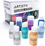 Acrylic Pouring Paint, Set of 8 x 100 ml Bottles - Pre-Mixed High Flow - Ready to Pour Paint Color S