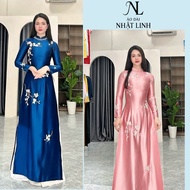 Mother's ao dai, high-quality hand-embellished ruby silk ao dai, size S - 4XL ao dai vietnam