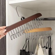 [SG Seller] Hanger 8 Hook Wood Clothes Hanger 360° Rotatable Wardrobe Hook for Bag Bra Camisole