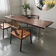 整板北美黑胡桃自然實木大板茶桌簡約工業風餐桌辦公桌會議桌