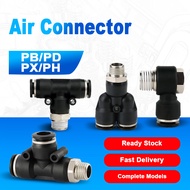 PB PD PX PH Push-in Quick Connector 1/8 1/4 3/8 1/2 Male Thread Joint Air Pneumatic Fitting 8mm-1/8