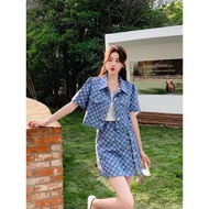 Jeans set For Chubby Women Xl 2Xl denim 2-Piece Heart Shirt + Skirt