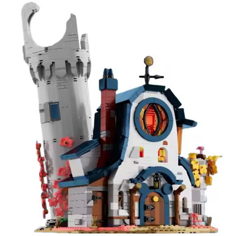 MOC Owl Magic House Street View Scene Forest Hut Building Blocks Owl Shack Architecture Cartoon Mode