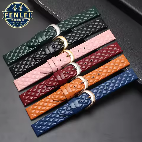 Lacquered Fashion leather Watch band Diamond plaid For For Folli Follie WF1B005SP Casio Watch strap 